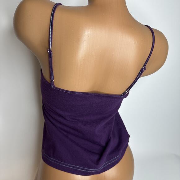 Y2K Purple Aqua Lace Trim Cami Top Contrast Coquette Soft Girl Tank XS S - Picture 2 of 9